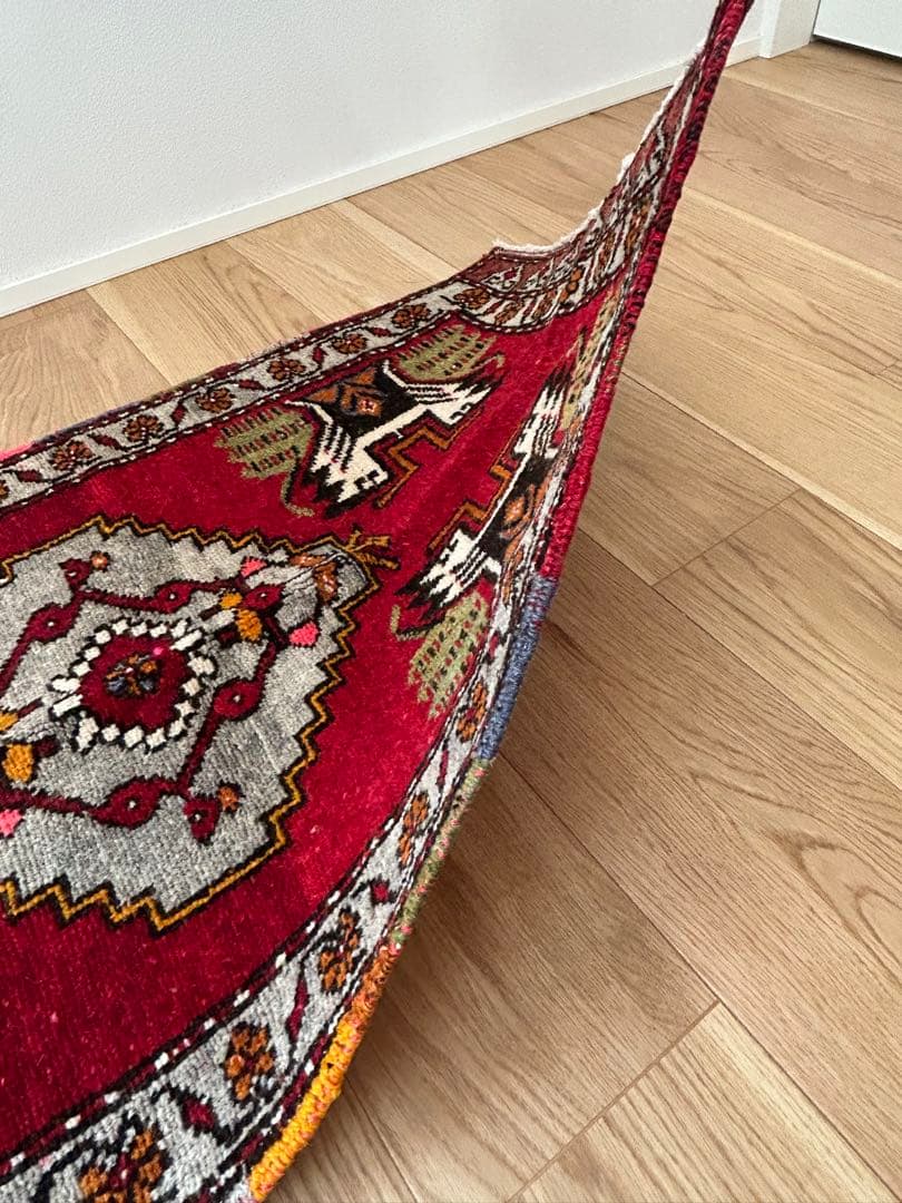 お値下げ　トライバルラグ・トルコヴィンテージラグ・ウール約54×102cm