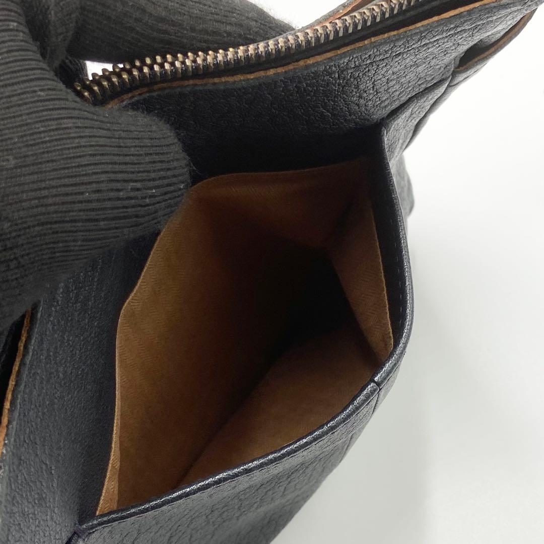 極美品　ゲンテン　タスカ　ショルダーバッグ　ロゴ刻印　レザー　ネイビー