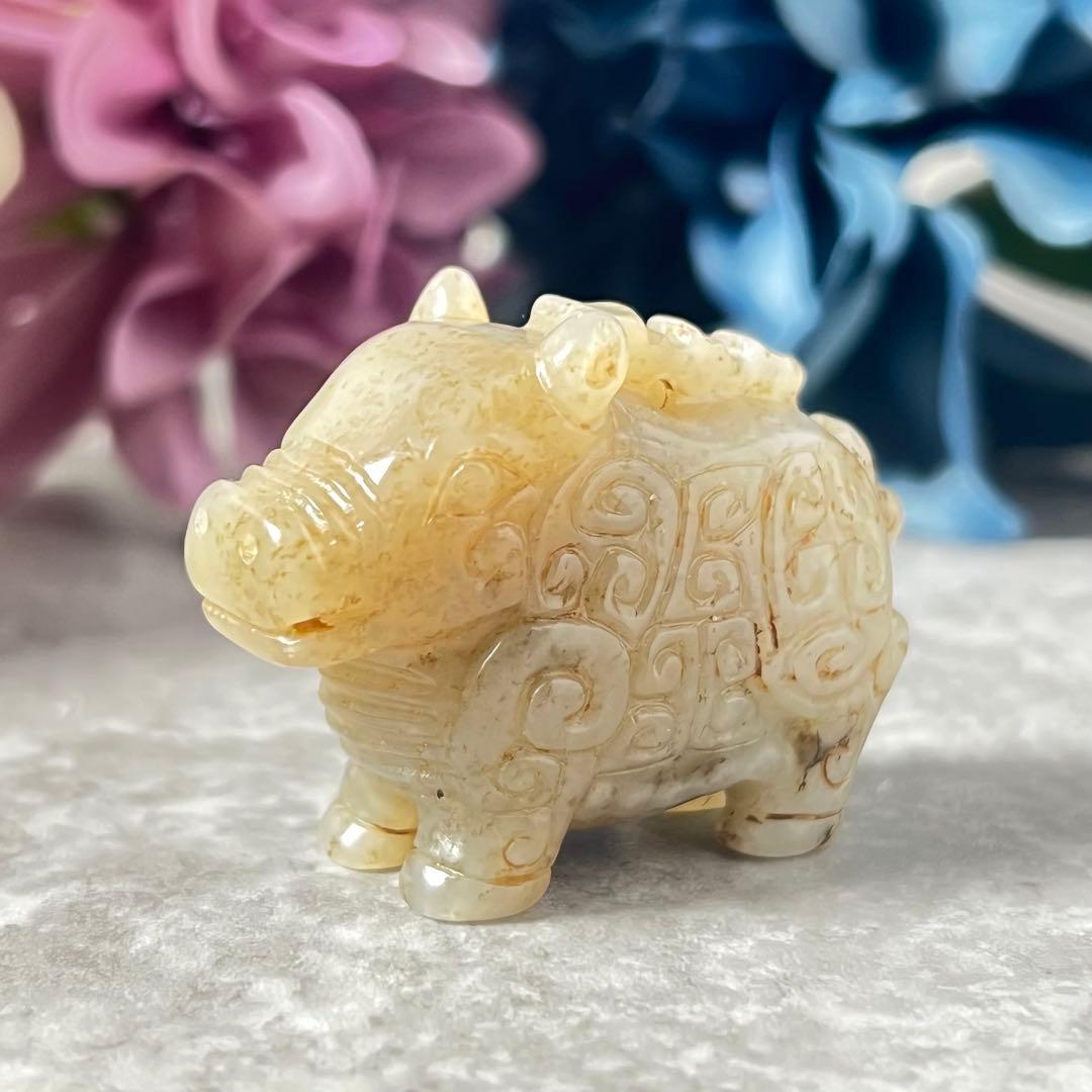 白玉饕餮文根付　提物 吊坠上衣　塑像　老玉　古玉