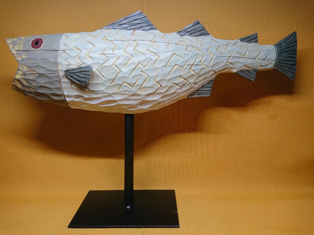 【美品】大型　魚　彫像　オブジェ　置物　インテリア　工芸品　美術品　A3218