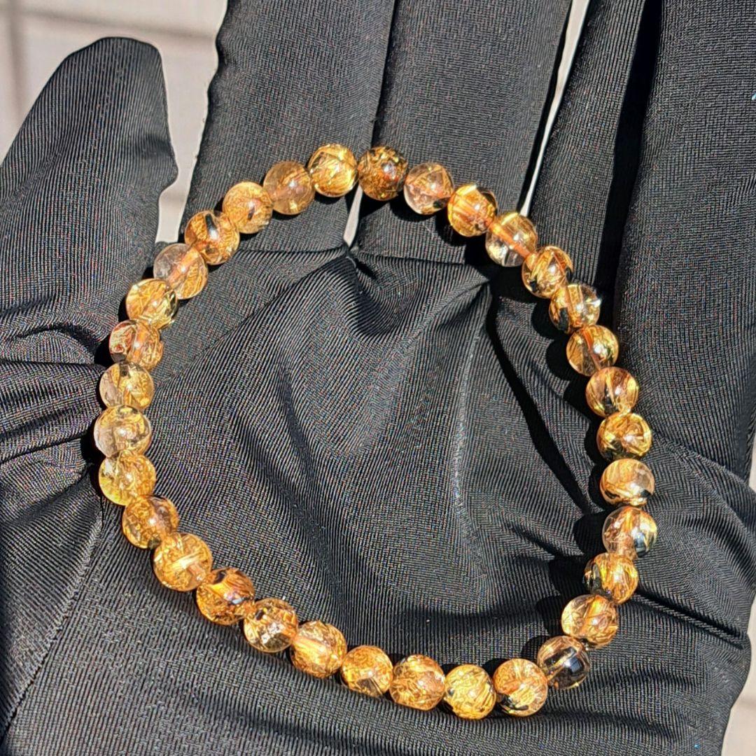 高品質 太陽放射タイチンルチルクォーツ ブレスレット 5.5㎜ 金運