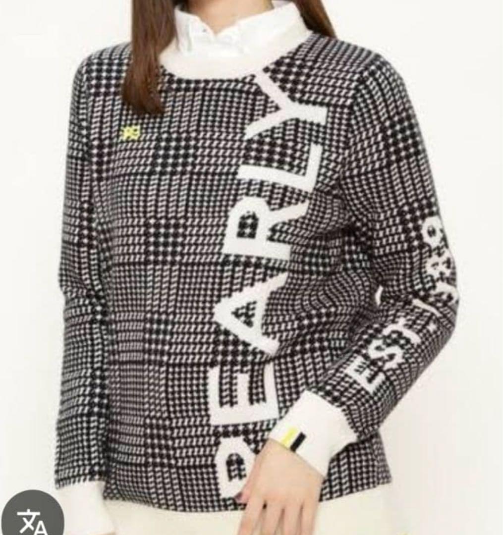 3003A美品 パーリーゲイツ カシミヤ100%千鳥格子ニット 近年