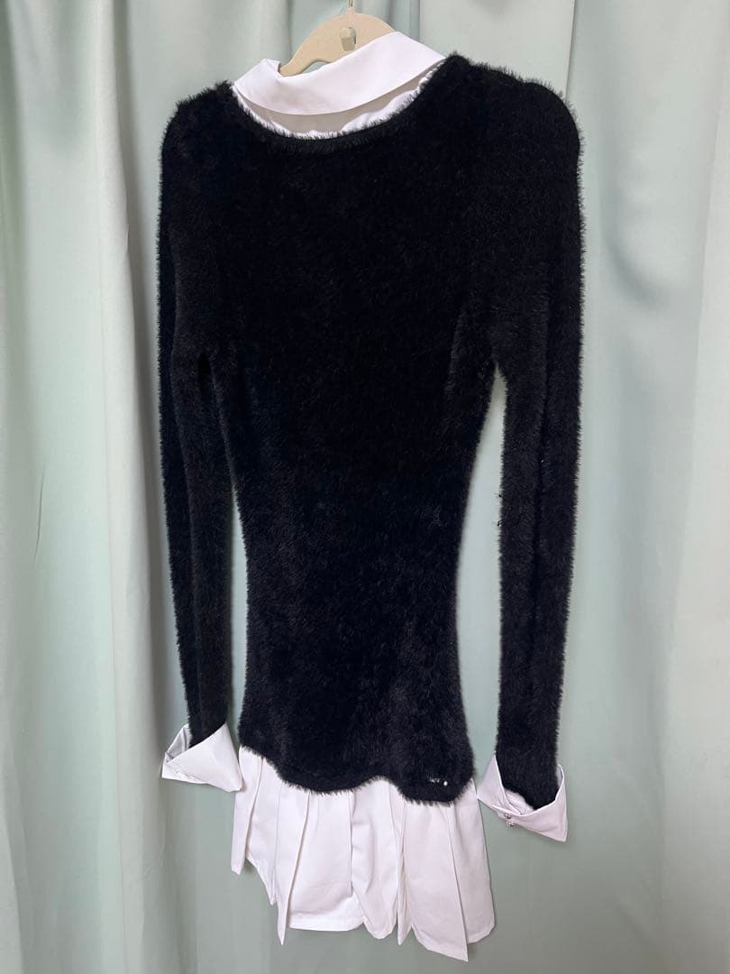 bubbles レイヤードプリーツニットワンピース M