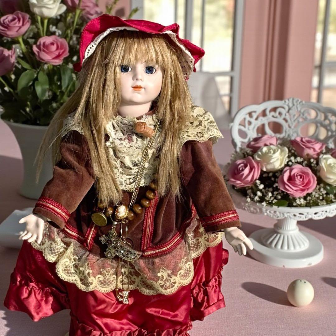 焼きみかん ビスクドール ブリュ ジュン ローズレッドドレス レッドボネ