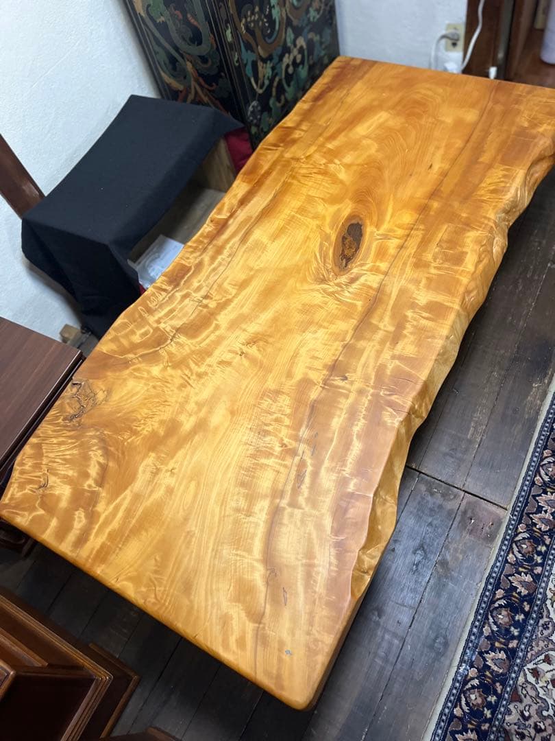 KM 天然木 白栃一枚板テーブル 高級家具