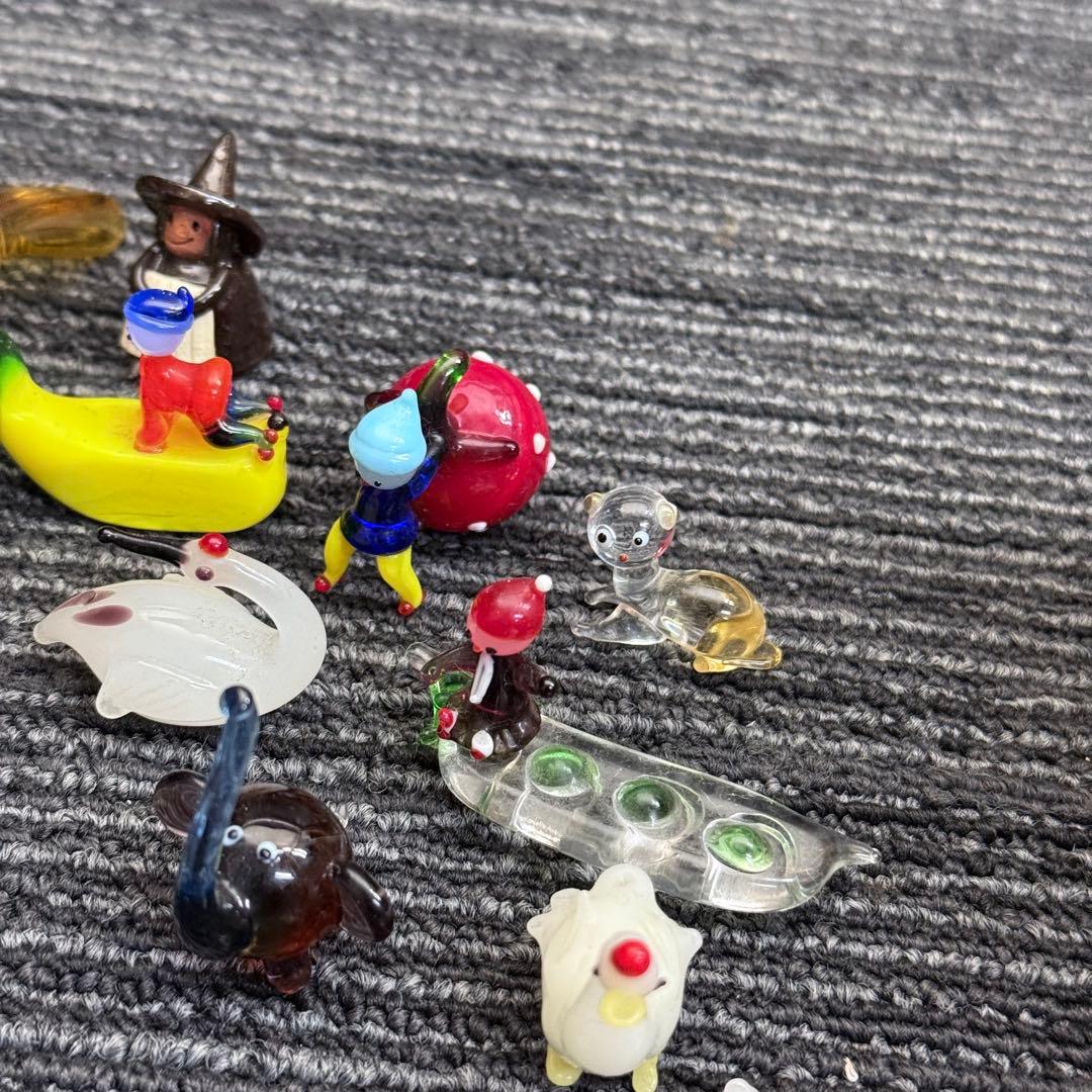 ガラス 細工 ミニチュア 小物 インテリア レトロ 動物 鶴 犬 アヒル