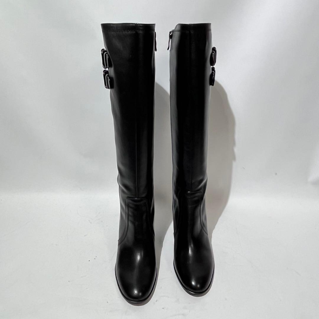 新品　DIANA ダイアナ ロングブーツ サイドジップ ブラック　ダブルベルト