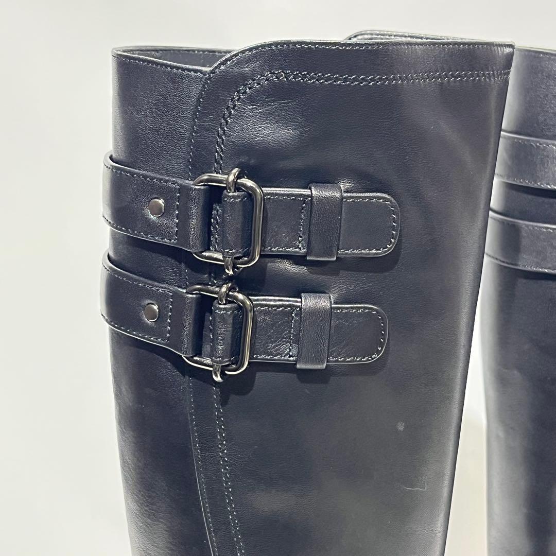 新品　DIANA ダイアナ ロングブーツ サイドジップ ブラック　ダブルベルト