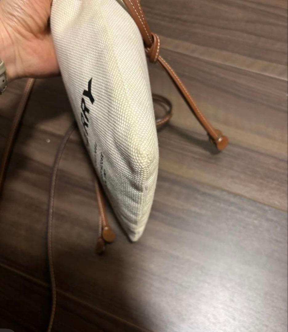 BURBERRY 美品 ミニ 巾着 ショルダーバッグ キャンバス レザー ロゴ