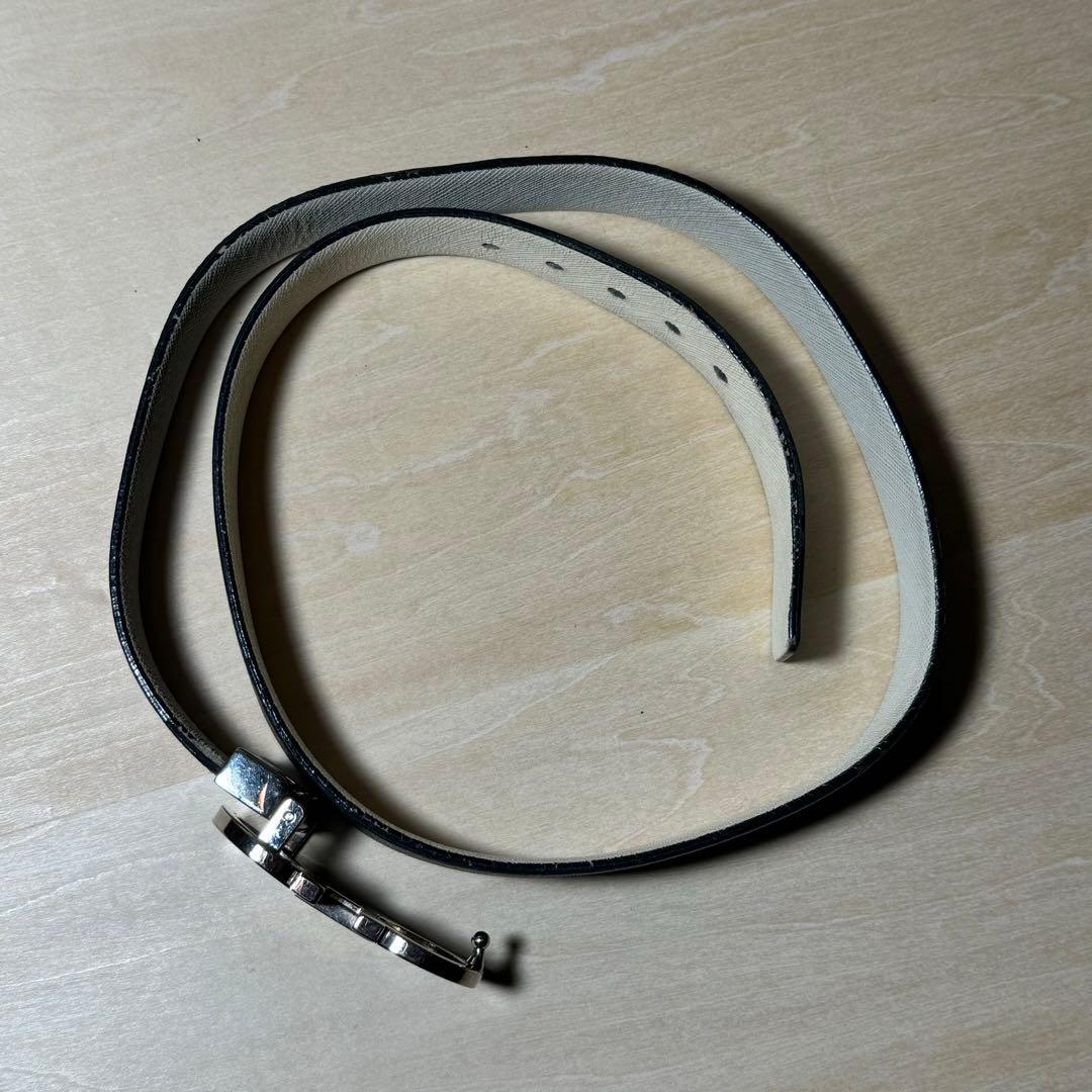 フェラガモ　リバーシブルレザーベルト　ブラック/アイボリー