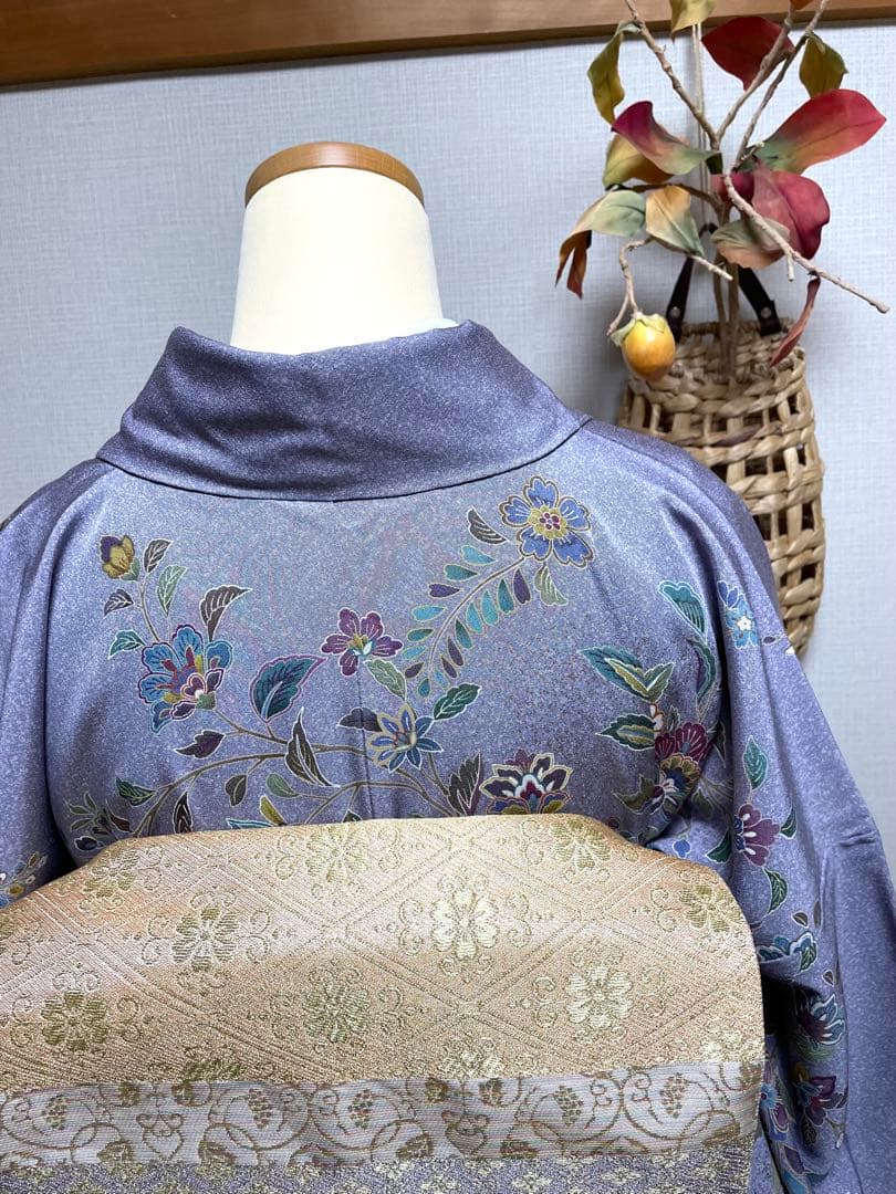 正絹　袷　訪問着　枝垂れ唐花　身丈（肩から）163㎝