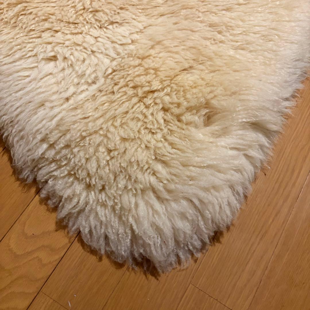 毛足長タイプ ホワイト ニチロムートンラグ(150×110）