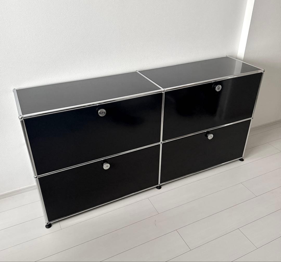 USMハラー キャビネット 正規品 鍵付き ブラック サイドボード リビング収納