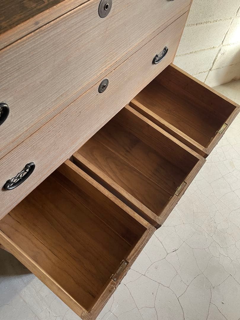 総桐箪笥　古家具　整理タンス　チェスト　5段　ローボード　アンティーク家具　骨董