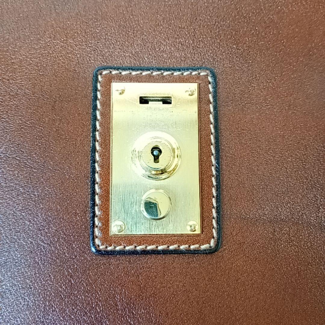 【美品】ゴールドファイル ブリーフケース オールレザー ブラウン ビジネスバッグ