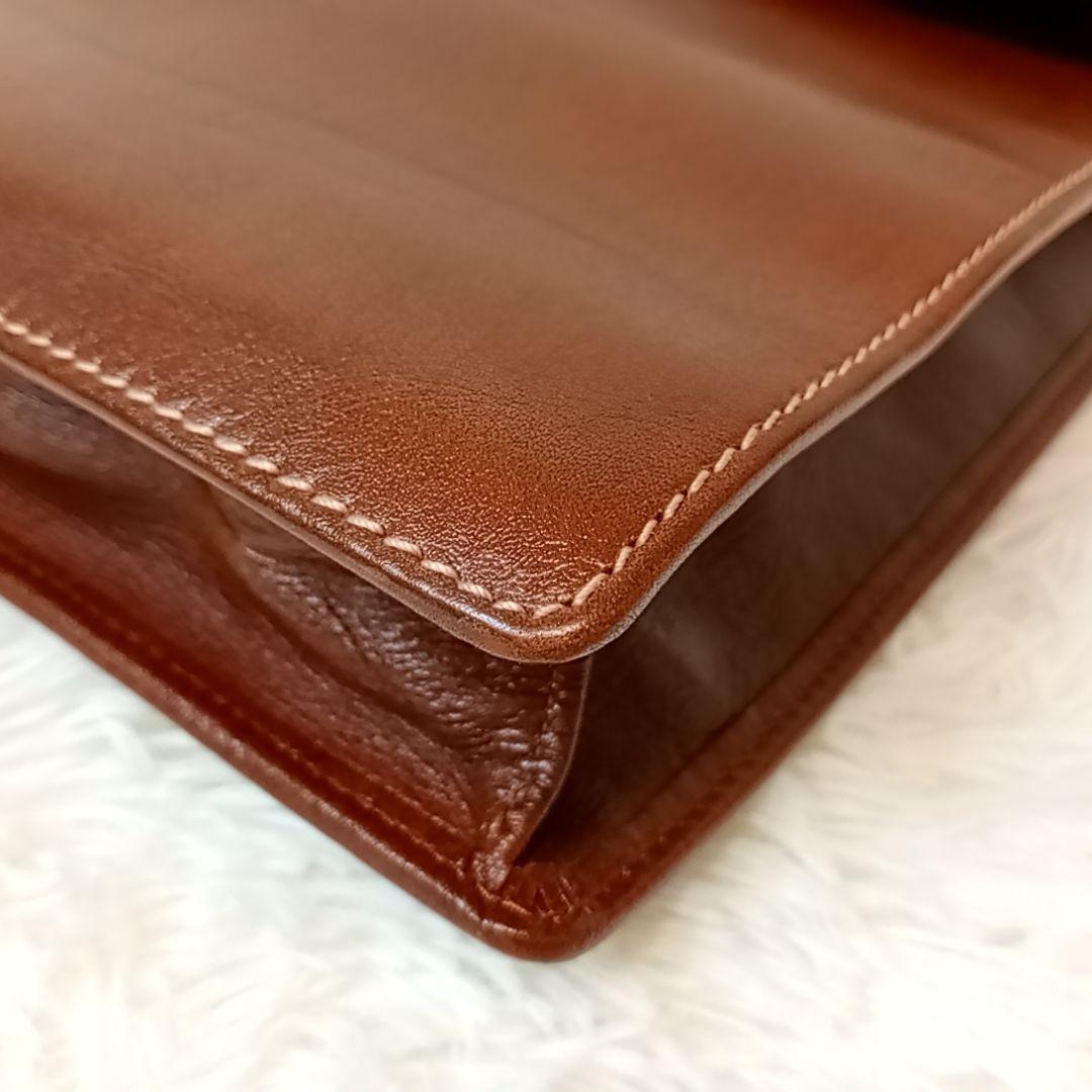 【美品】ゴールドファイル ブリーフケース オールレザー ブラウン ビジネスバッグ