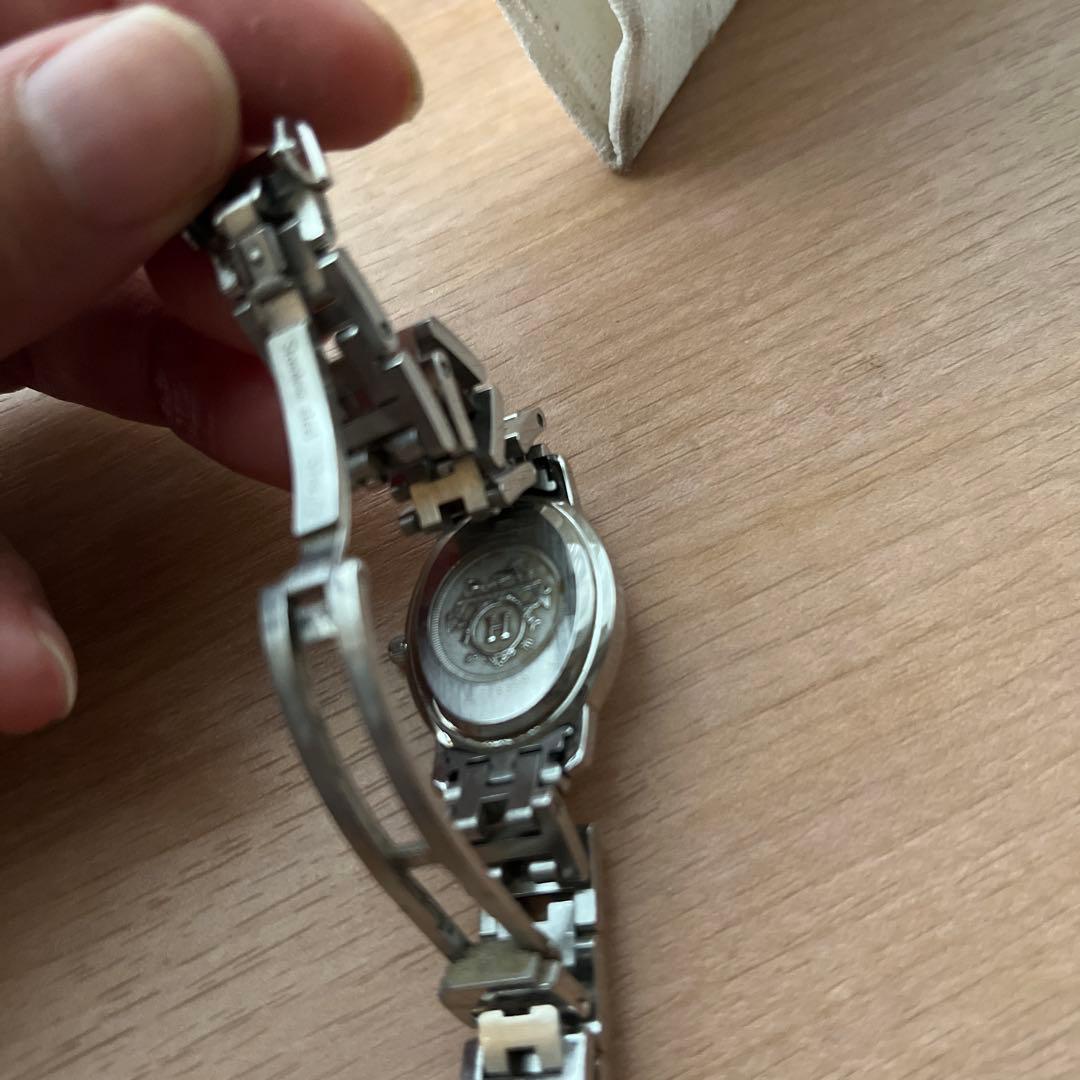 レア　HERMES エルメス　腕時計　クリッパー　オーバル　ホワイト　ステンレス