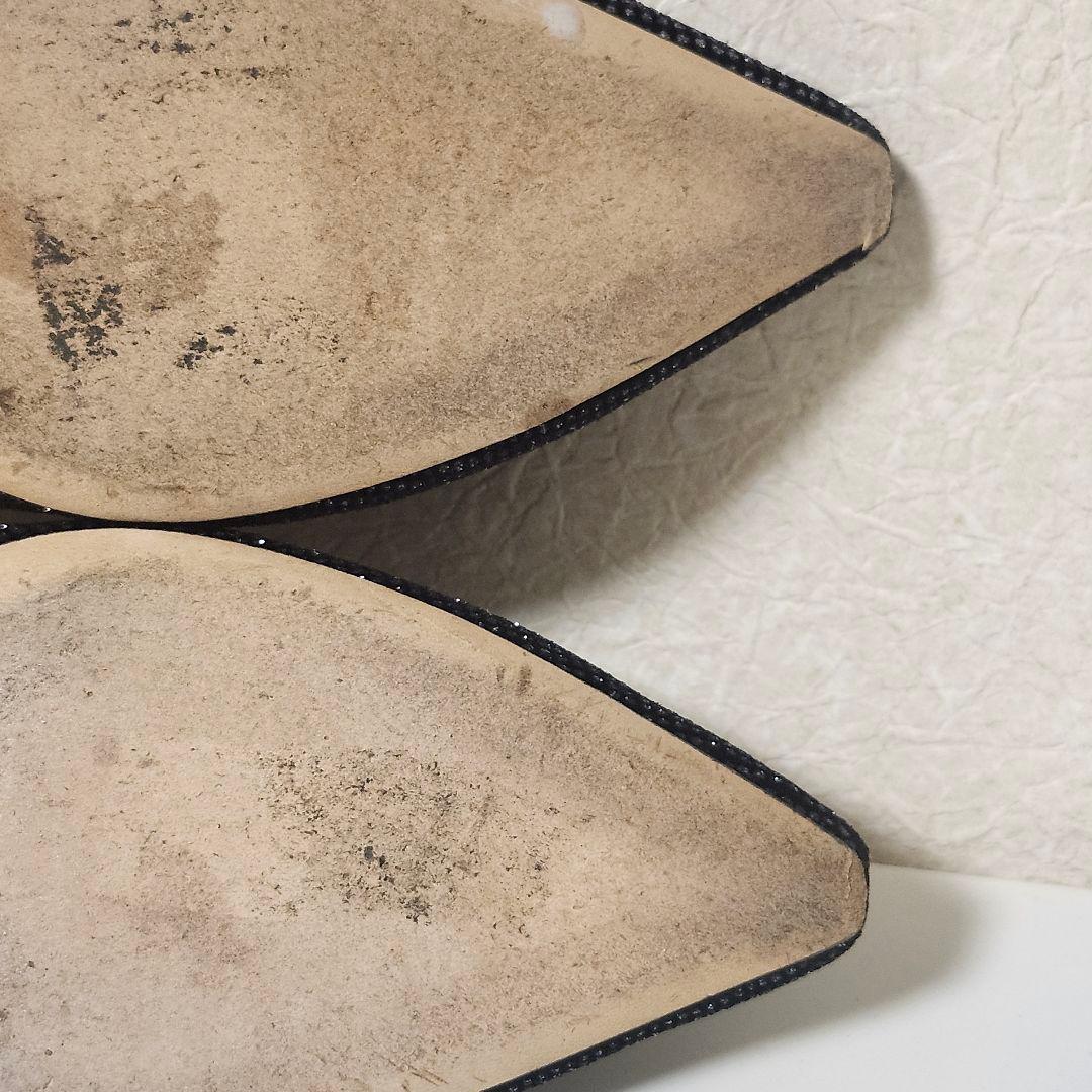 JIMMY CHOO ブラック グリッター フラットシューズ 39