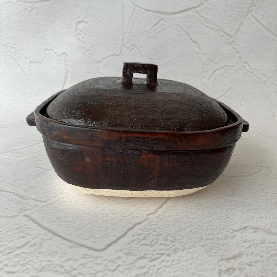 未使用品 長谷園 大道正男 角鍋 土鍋