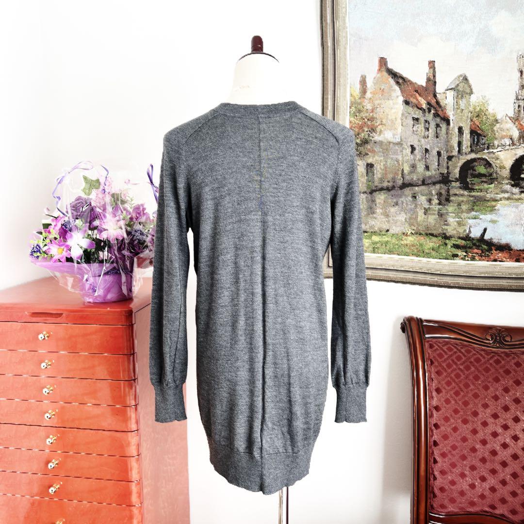 美品　HERMÈSエルメス　ロング　カーディガン カシミヤ×シルク グレー