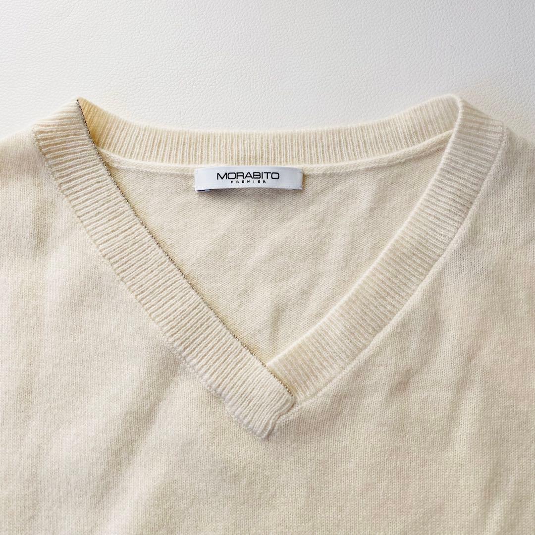 【新品未使用】モラビト　ニットワンピース　ボールチェーン装飾　カシミヤ100％