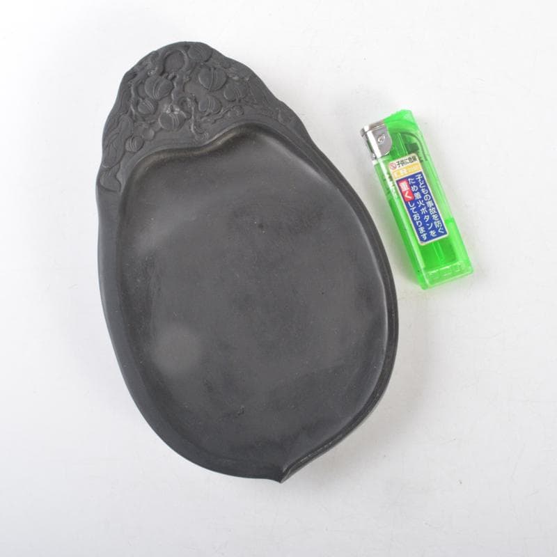 中国　書道具　果実刻　端渓硯　箱付　C　5040