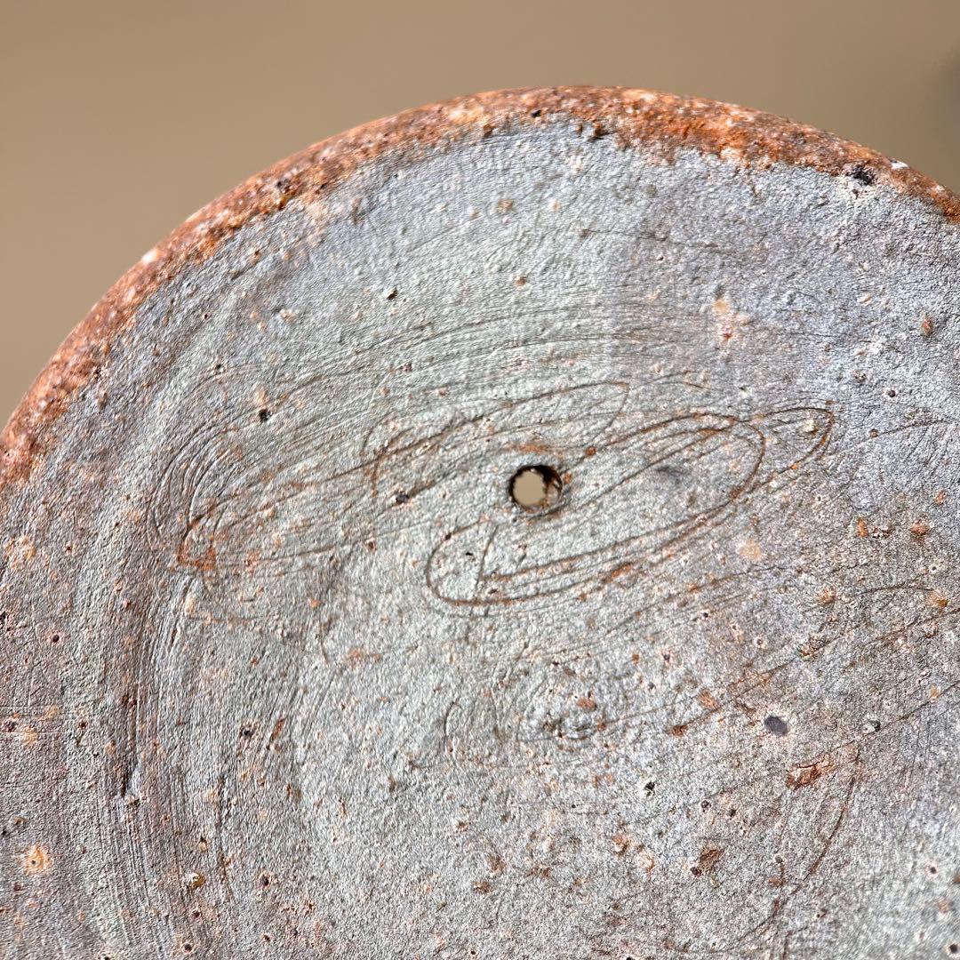 B柴岡信義 備前市無形文化財 備前焼 窯変 共箱 共布 栞 面取 宝瓶 茶器