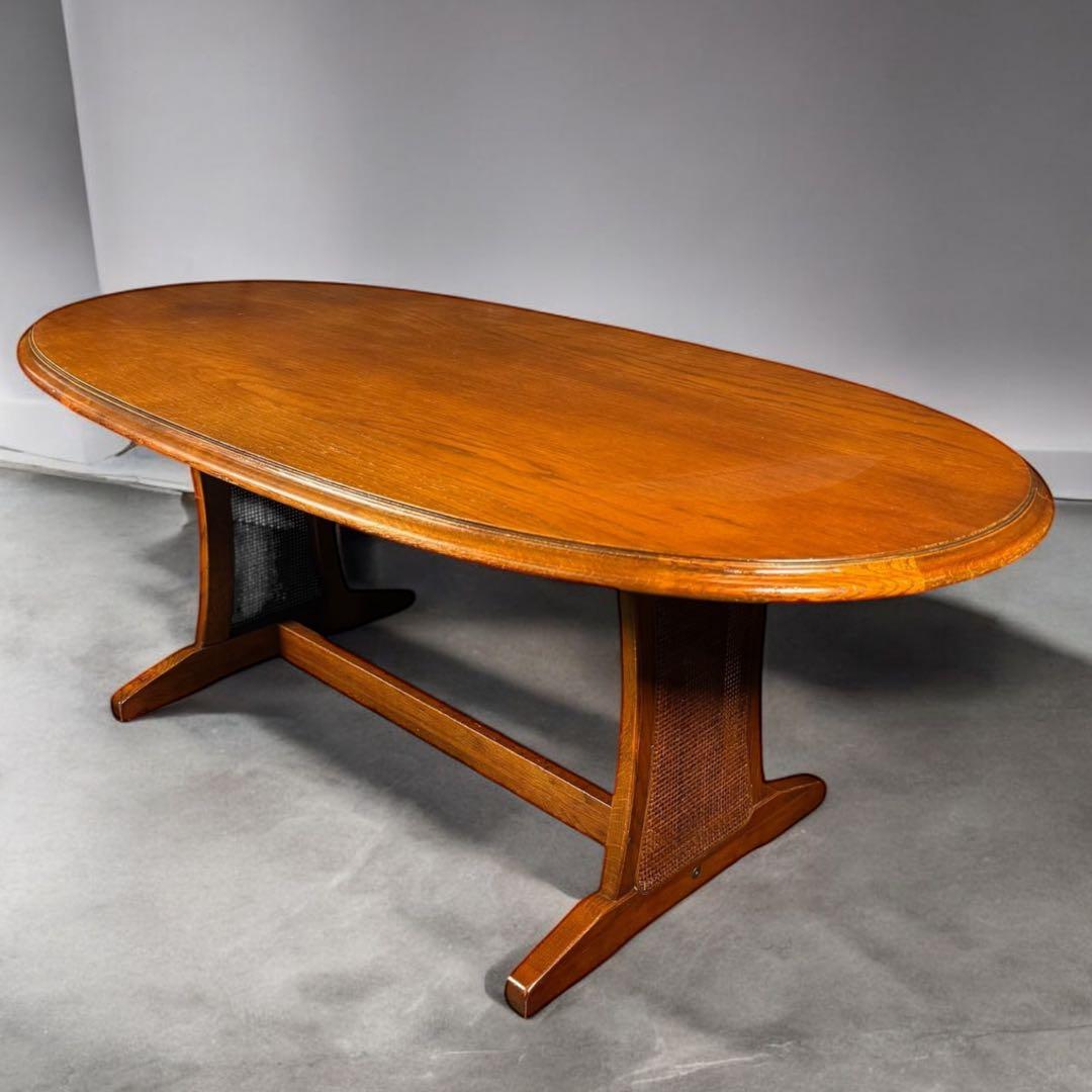 HR736 三越ブルージュ　籐　ラタン　ローテーブル　コーヒーテーブル