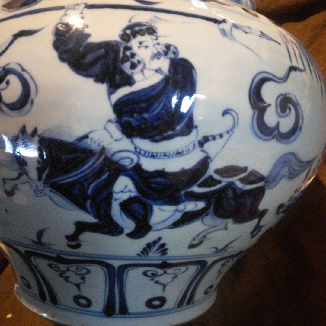 中国陶磁器　元染付 青白磁 陶器 人物と馬の絵柄