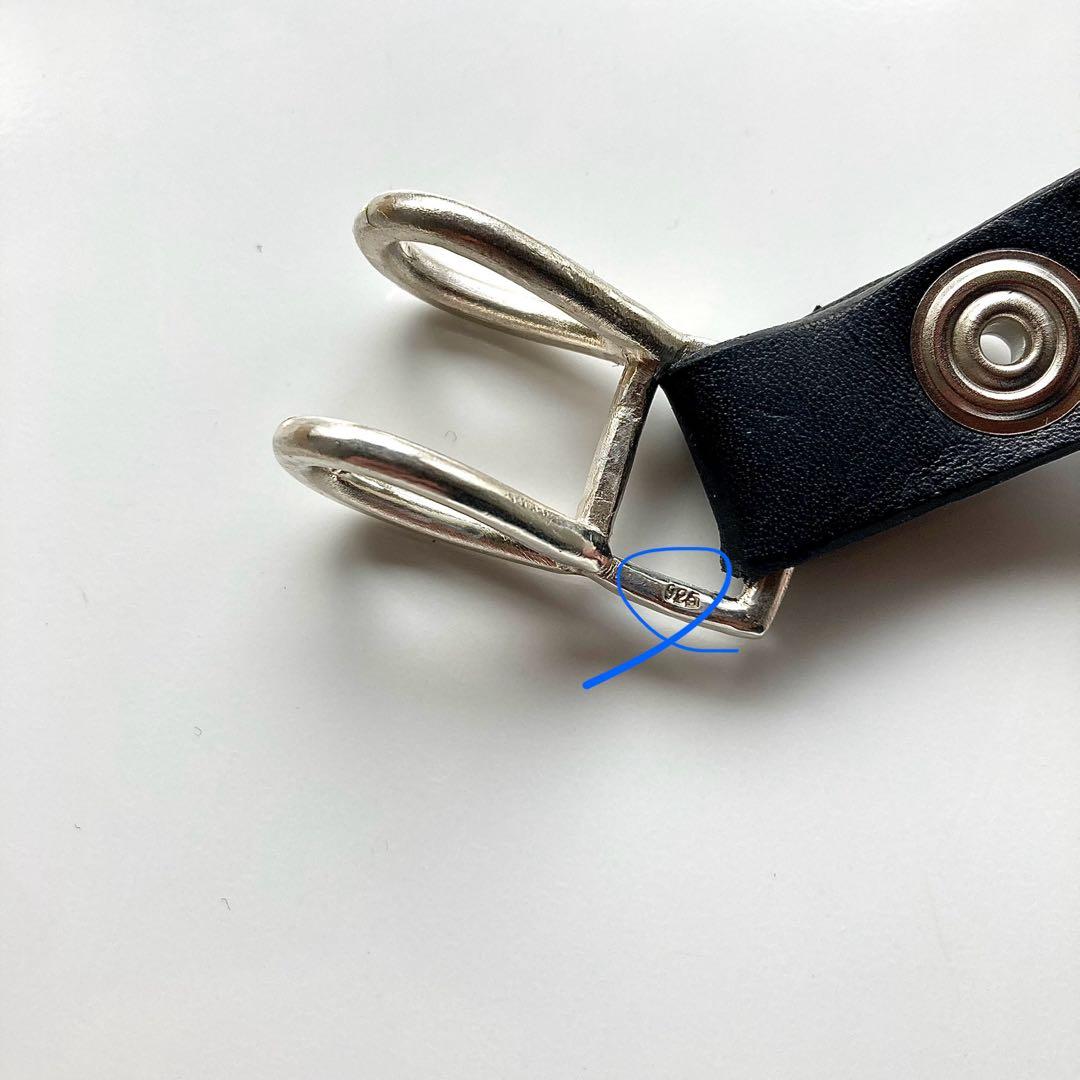 シルバー925 クロスボール　レザーベルト　BWＬ　トラッカーウォレット