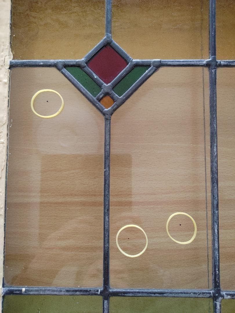 アンティーク　ステンドグラス窓枠　ｗ４８,８×h５１×ｄ4，2㎝