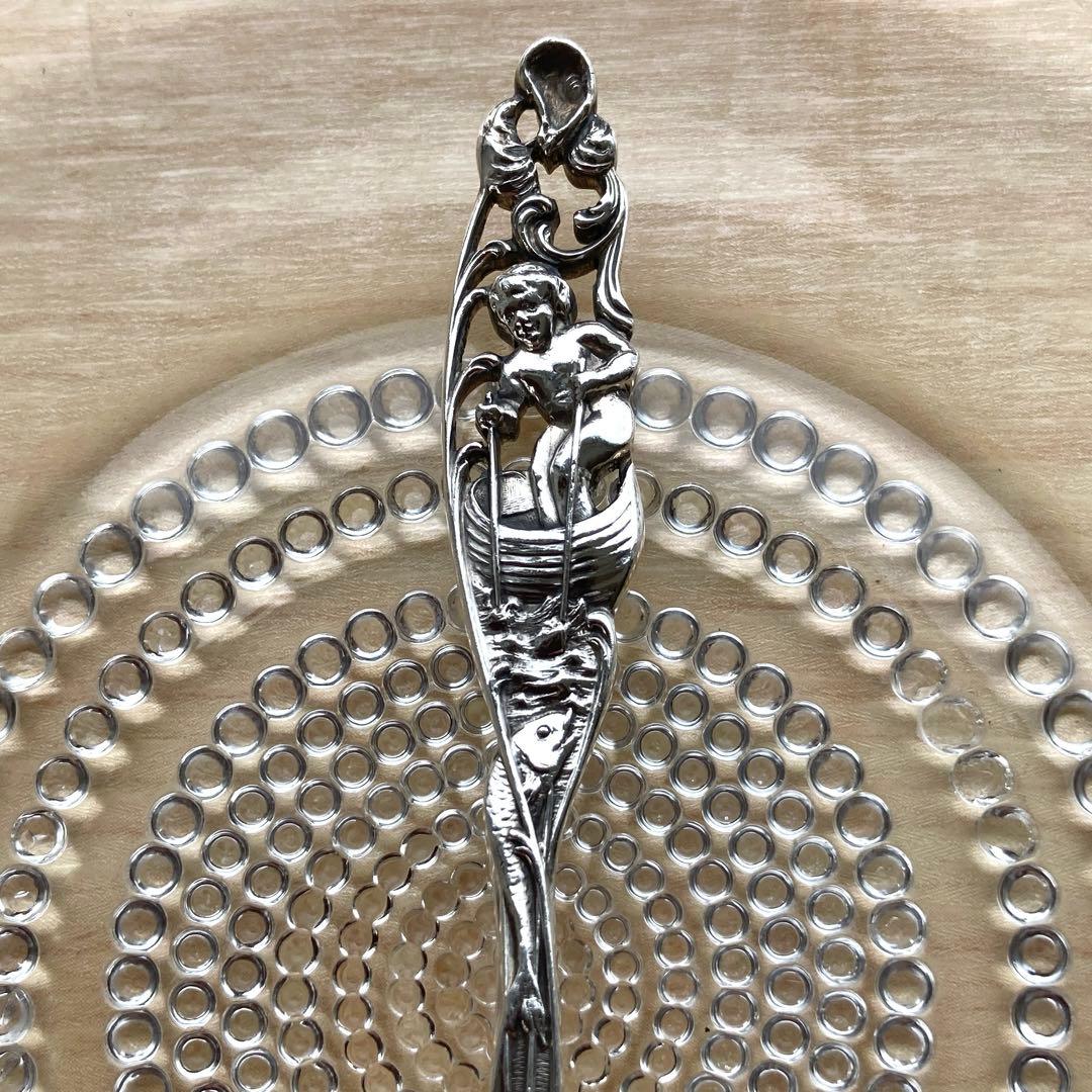 純銀　カクテルフォーク　キューピッド