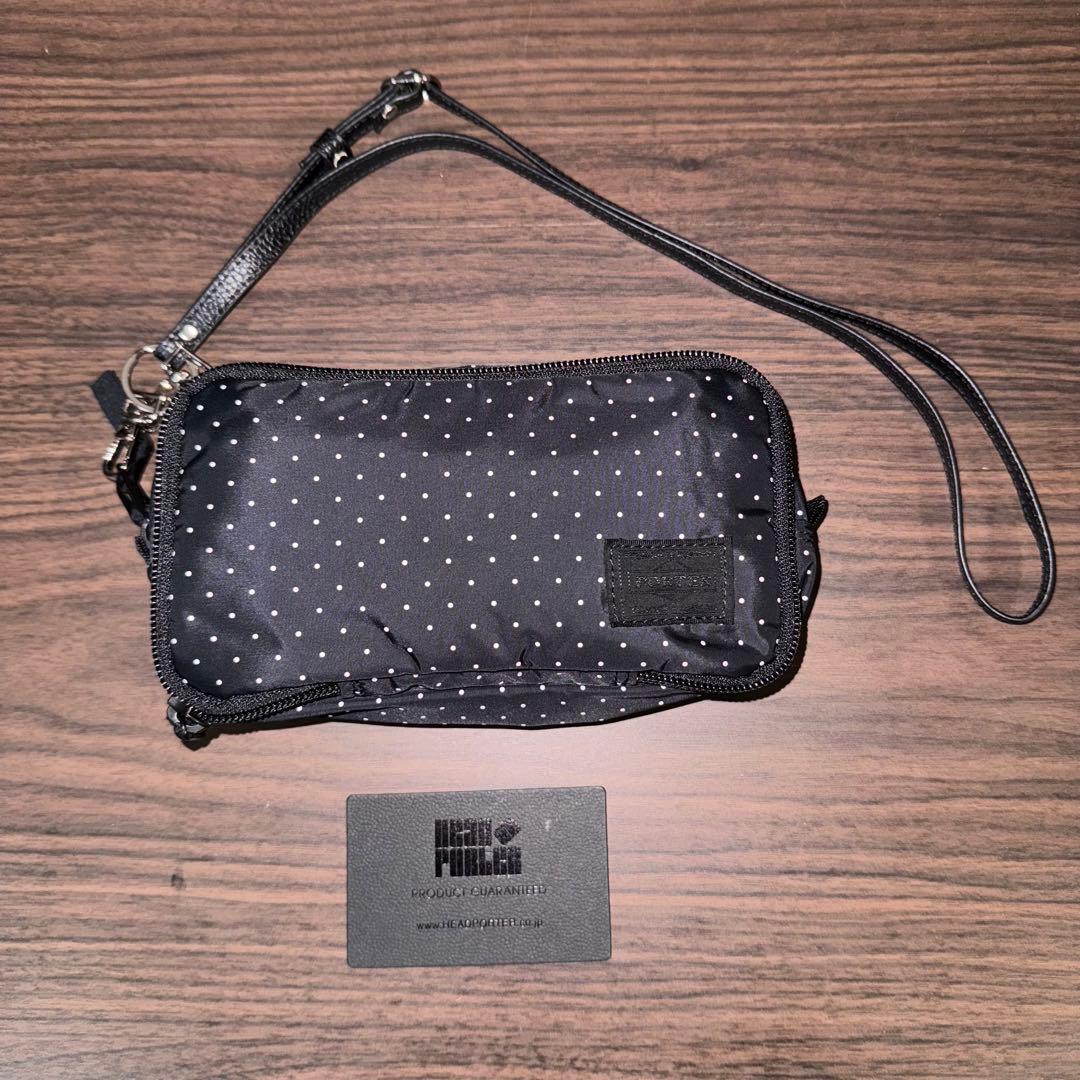 未使用 長期保管品 レア ヘッドポーター ポーチ ブラック ドット