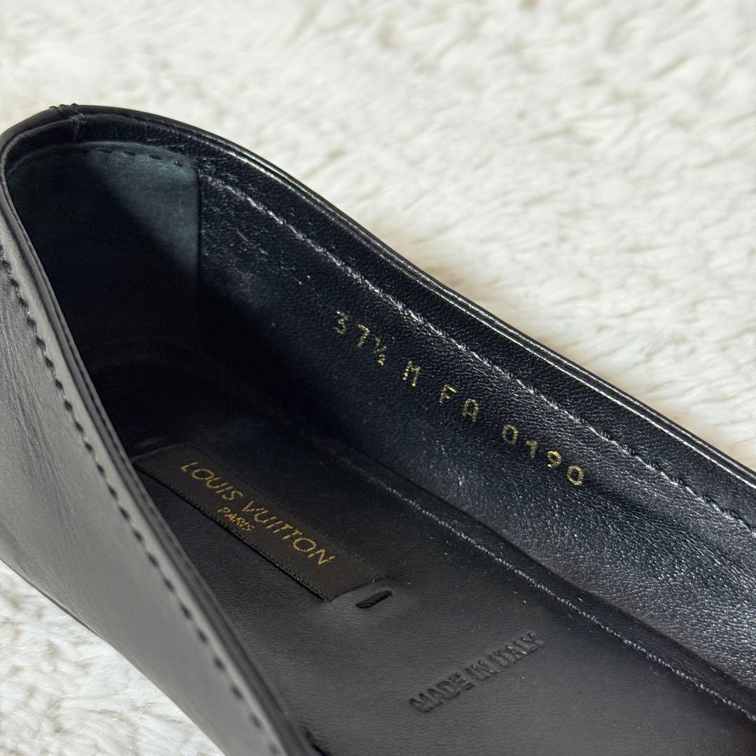 極美品✨ ルイヴィトン　パンプス　LVロゴ　ゴールド　レザー　黒　37 1/2