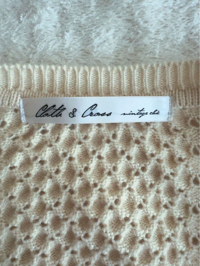 Cloth & Cross 長袖ケーブルニットカーディガン オフホワイト
