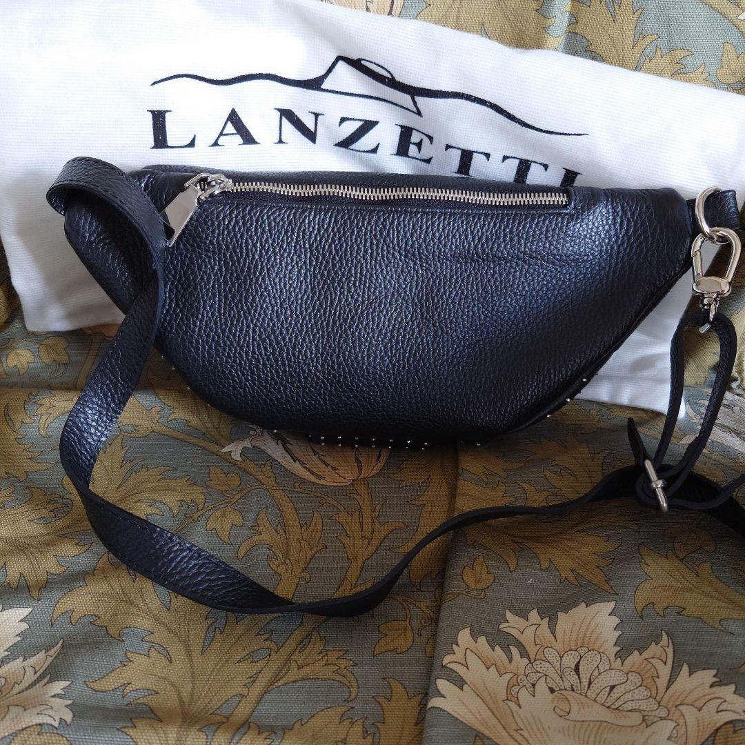 LANZETTI スタッズ ボディバッグ ウエストバッグ 牛革