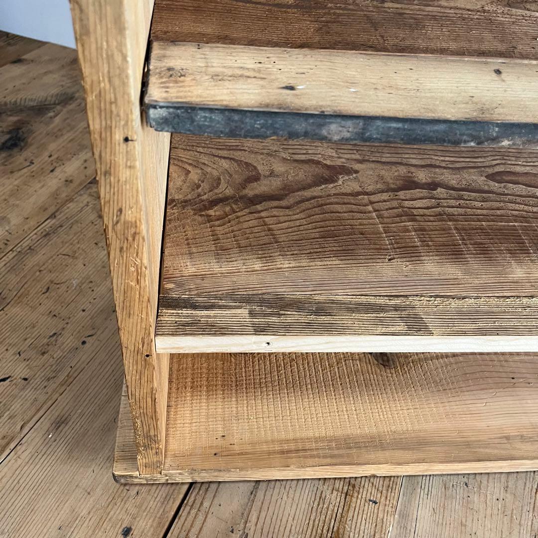 アンティーク オープンラック ローボード 本棚 食器棚 脚付き 無垢材 無塗装