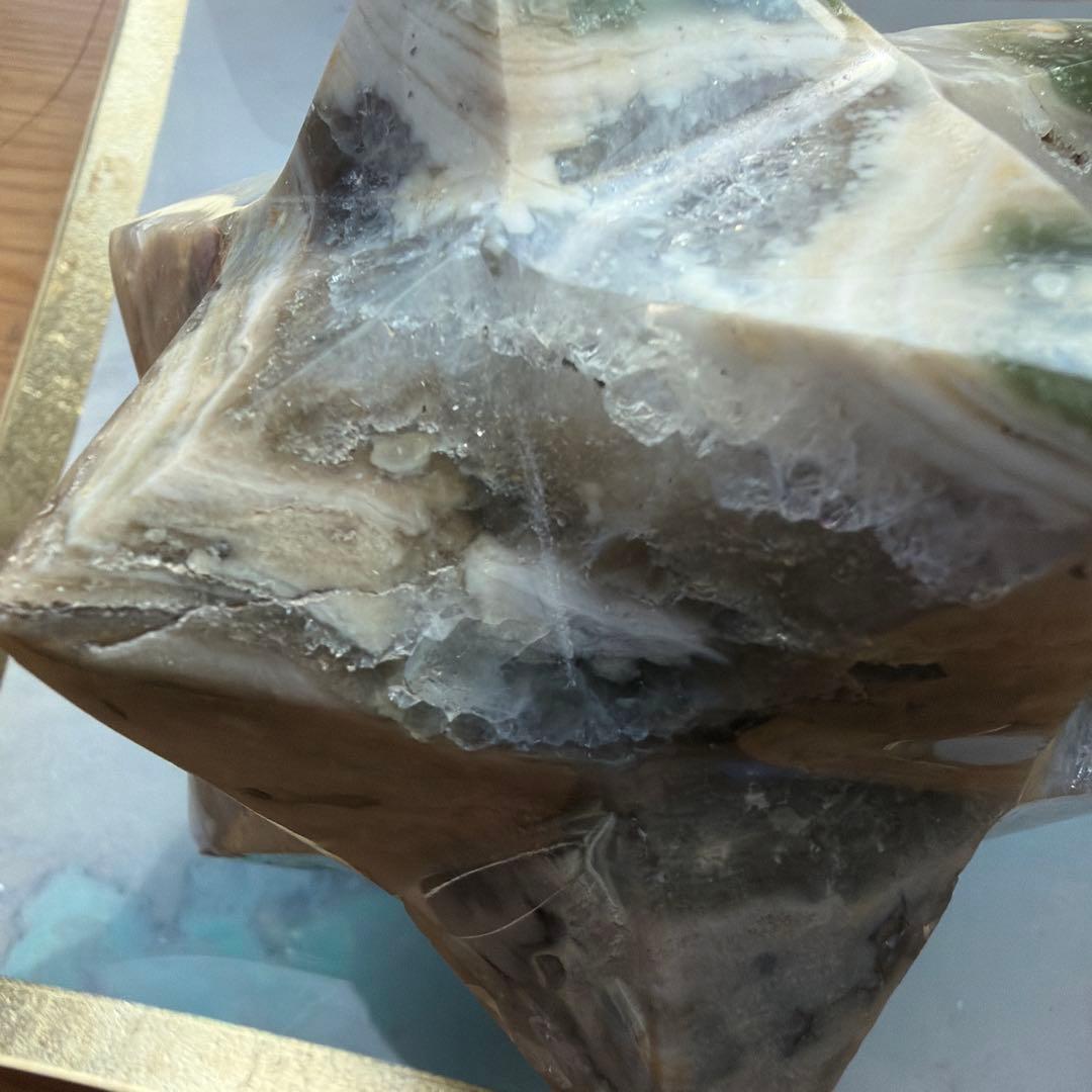 ✨オーシャンジャスパーのアステロイド✨ジオード、虹あり　五芒星　六芒星　天然石