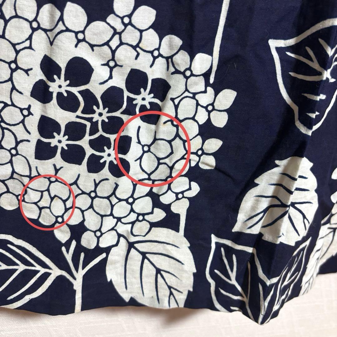 【浴衣】 手縫い 花模様 居敷当てあり 着物 身丈約156.5.cm