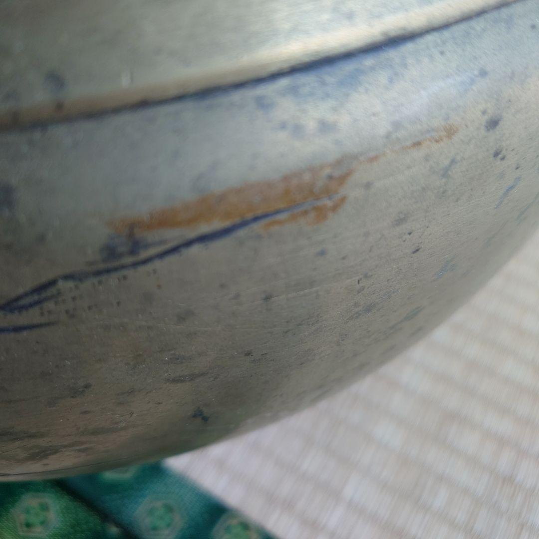 金属真鍮製 火鉢 山水画の装飾