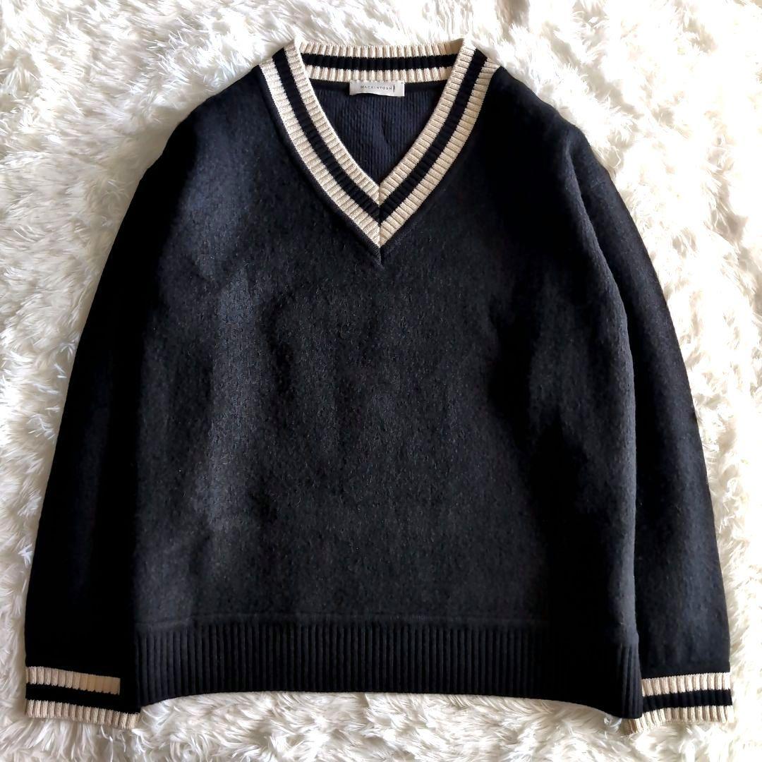 美品 マッキントッシュ カシミヤ混 チルデンニット セーター M ブラック