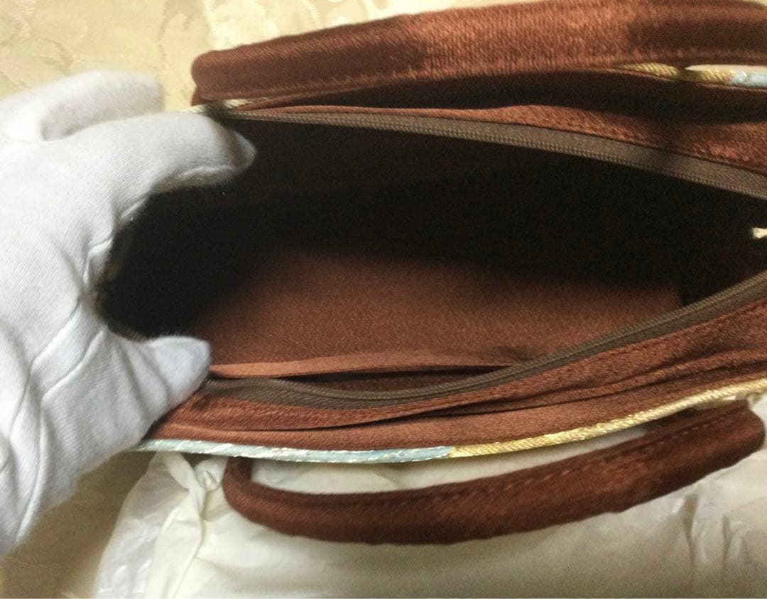 利休バッグ 菊　紅葉柄