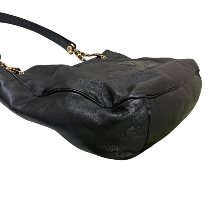 CHANEL シャネル ラムスキン トート ショルダーバッグ ブラック シール有