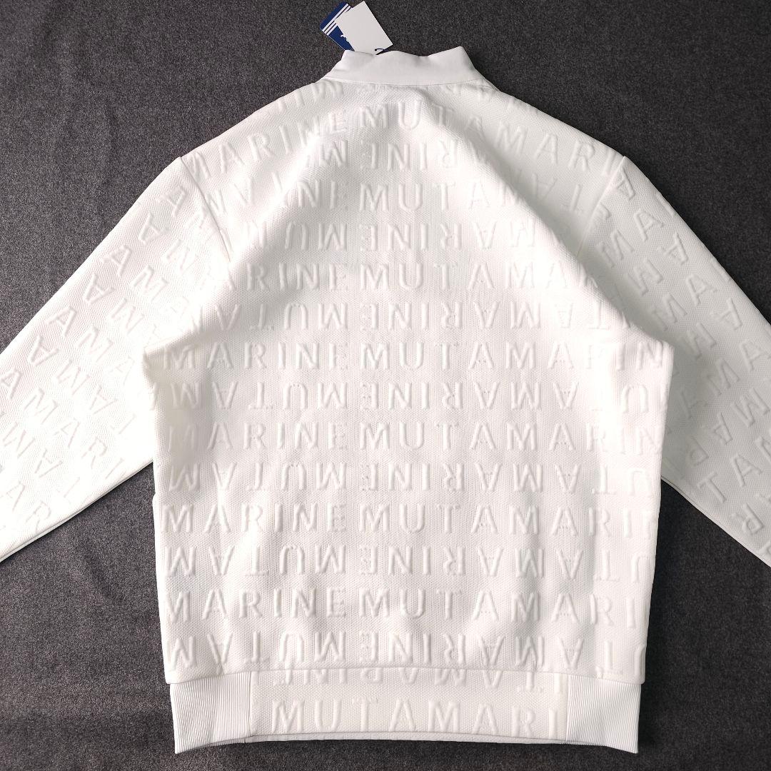 新品未使用 ムータマリンゴルフ ハーフジップ プルオーバージャケット 総柄 L白