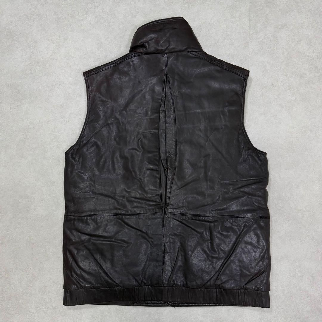 古着 80s 黒タグ エディーバウアー レザー ベスト ジャケット ブラウン茶①