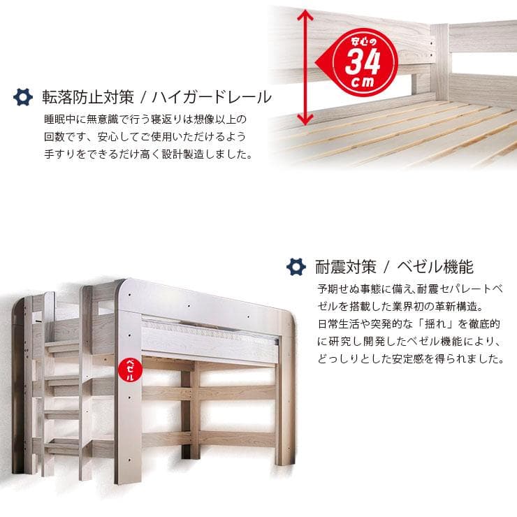 【九州～関東まで送料無料*】ロフトベッドhoney WHxVG　アウトレット02