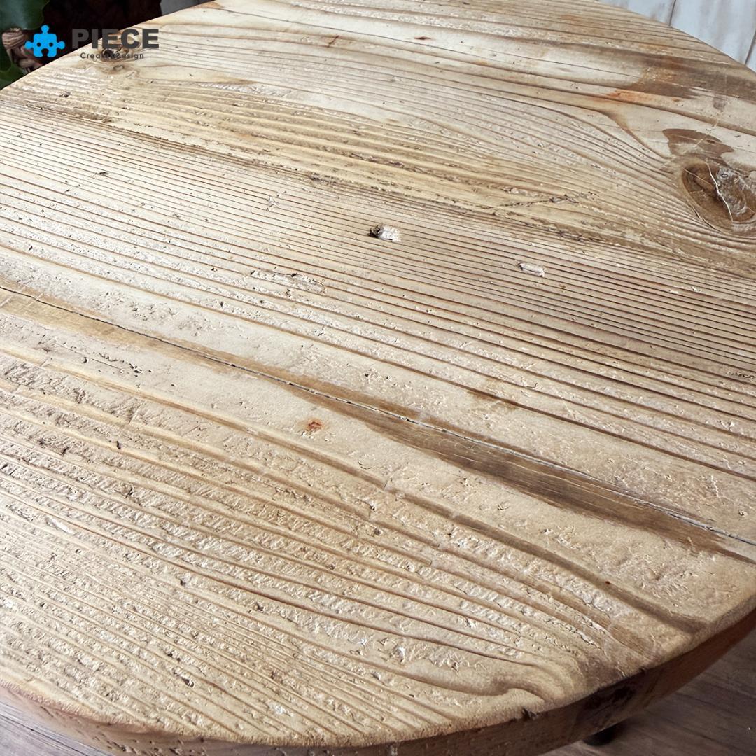 サイドテーブル 足場板 古材 アイアン 丸型 37cm ヴィンテージ カフェ ②