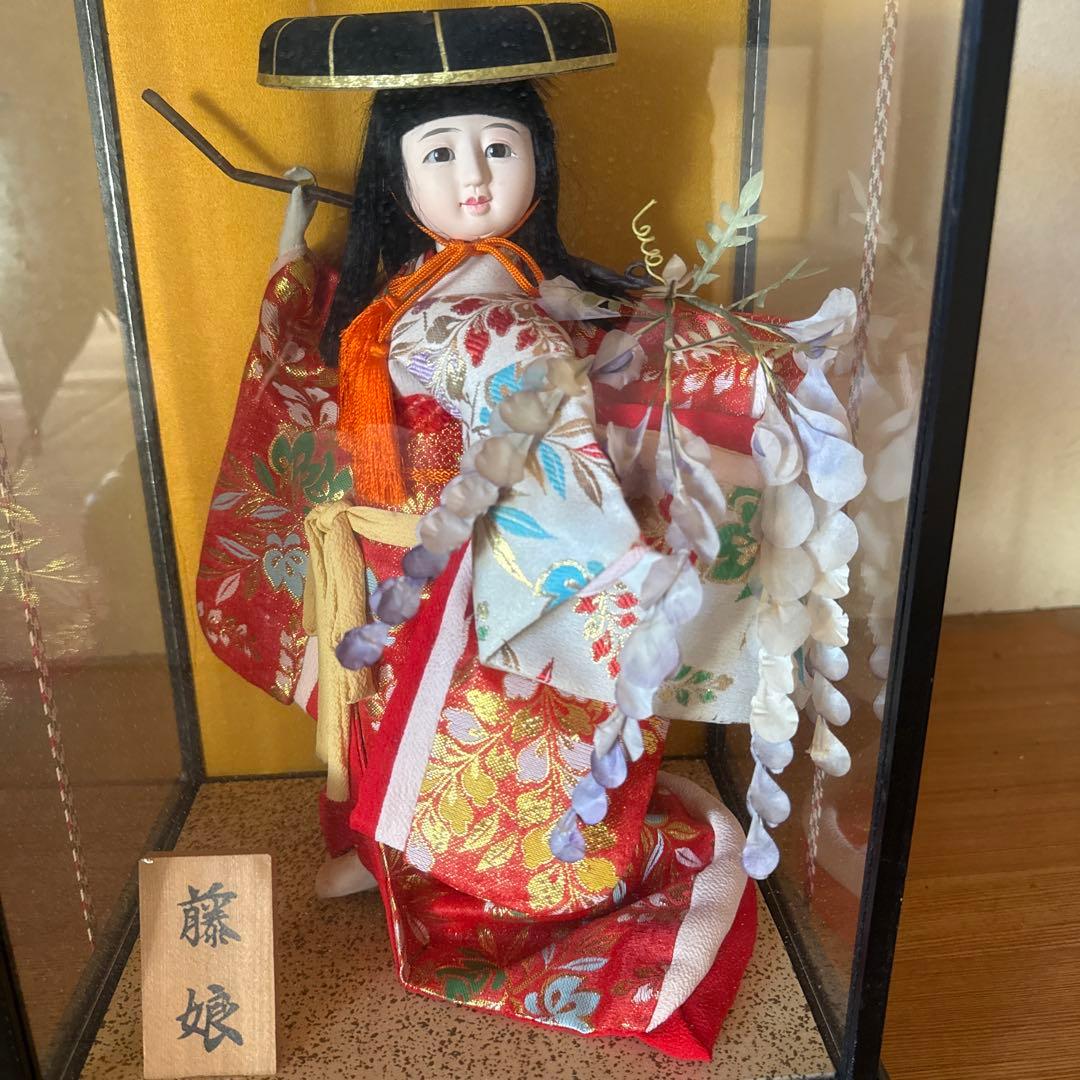 市松人形 藤娘 ガラスケース付き