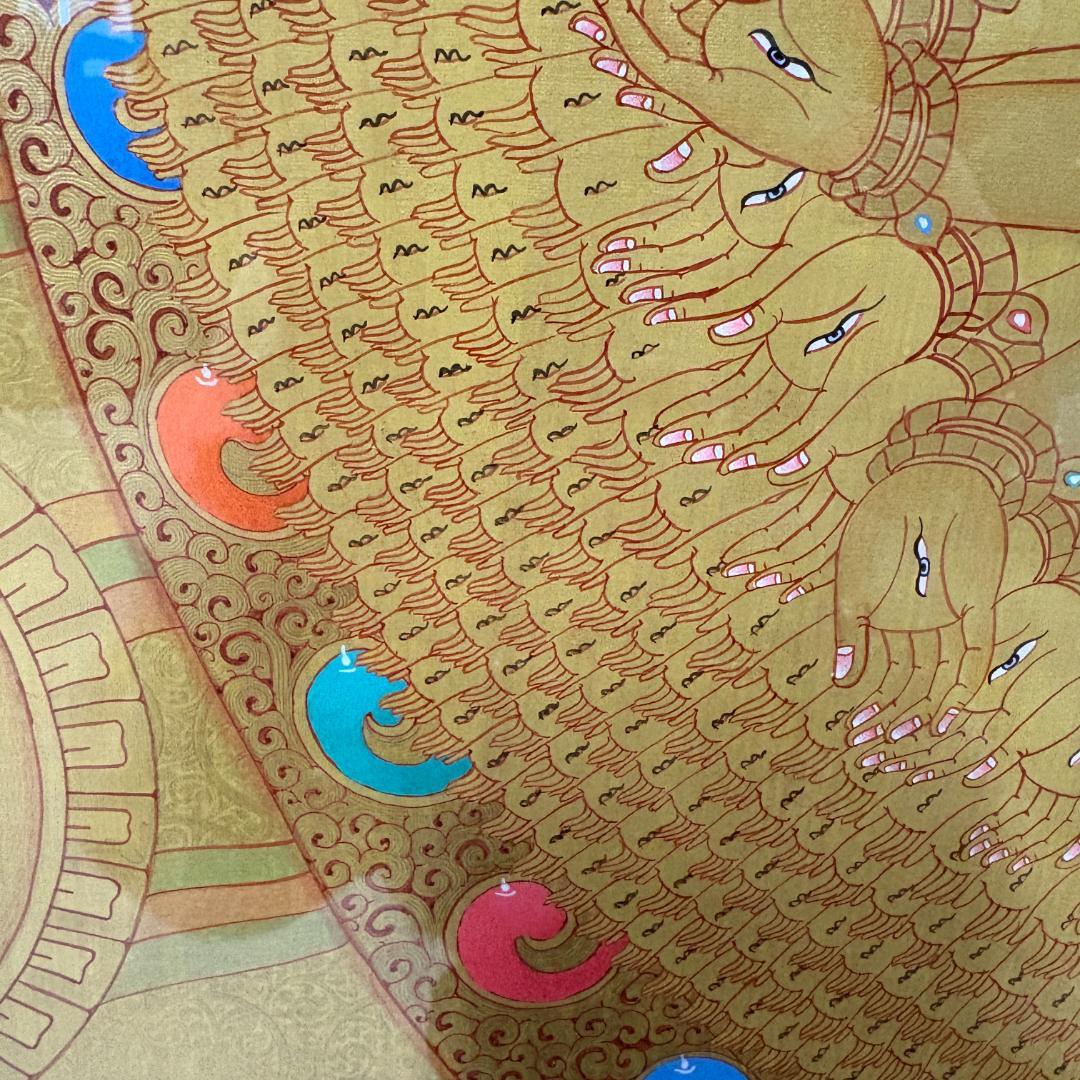 十一面千手観音 タンカ 仏画 絵画 細密画 サハスラブジャ 観音菩薩