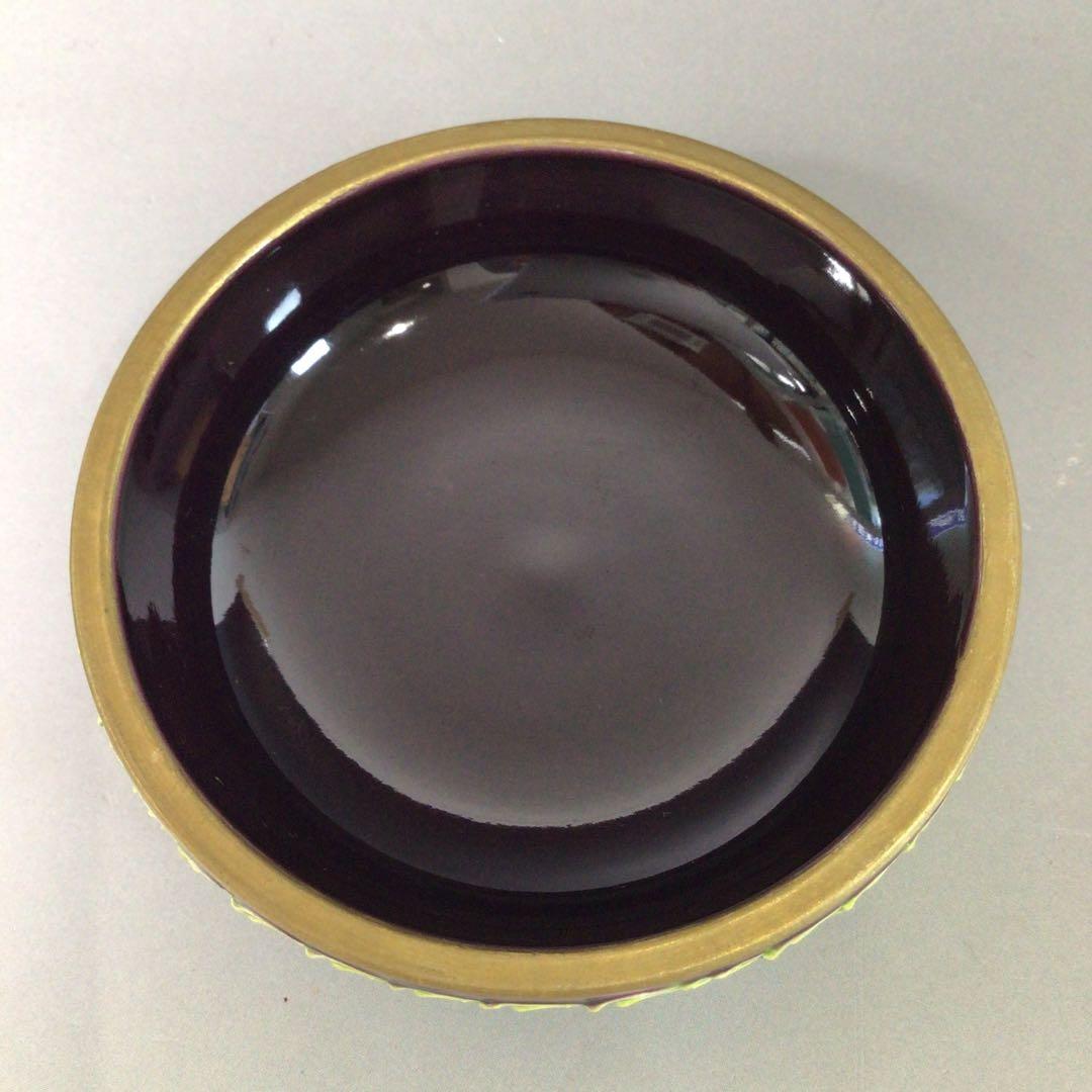 Ｓ２１８　香合　『平安　永泉造』『紫交趾』『鳳凰文』『丸香合』　共箱　茶道具